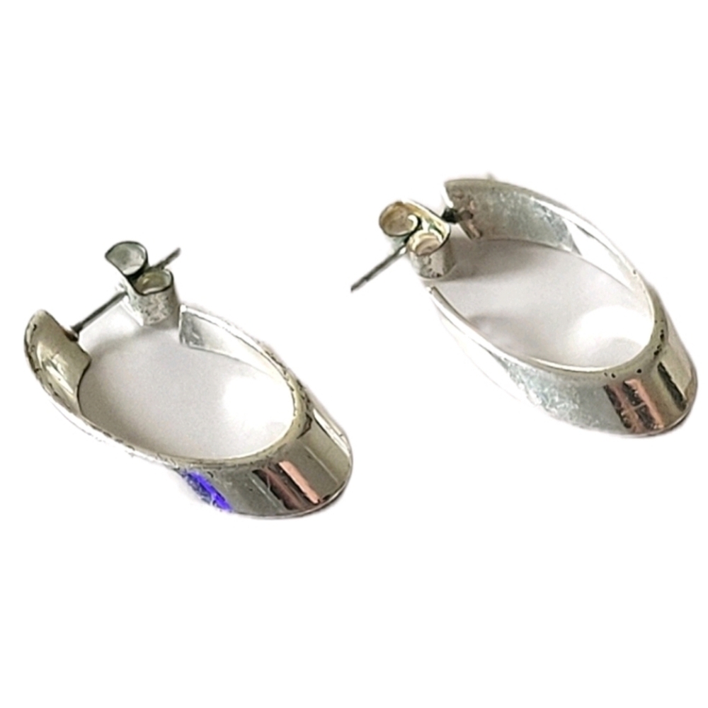 Vintage Silver Tone Hoop Pierced Earrings